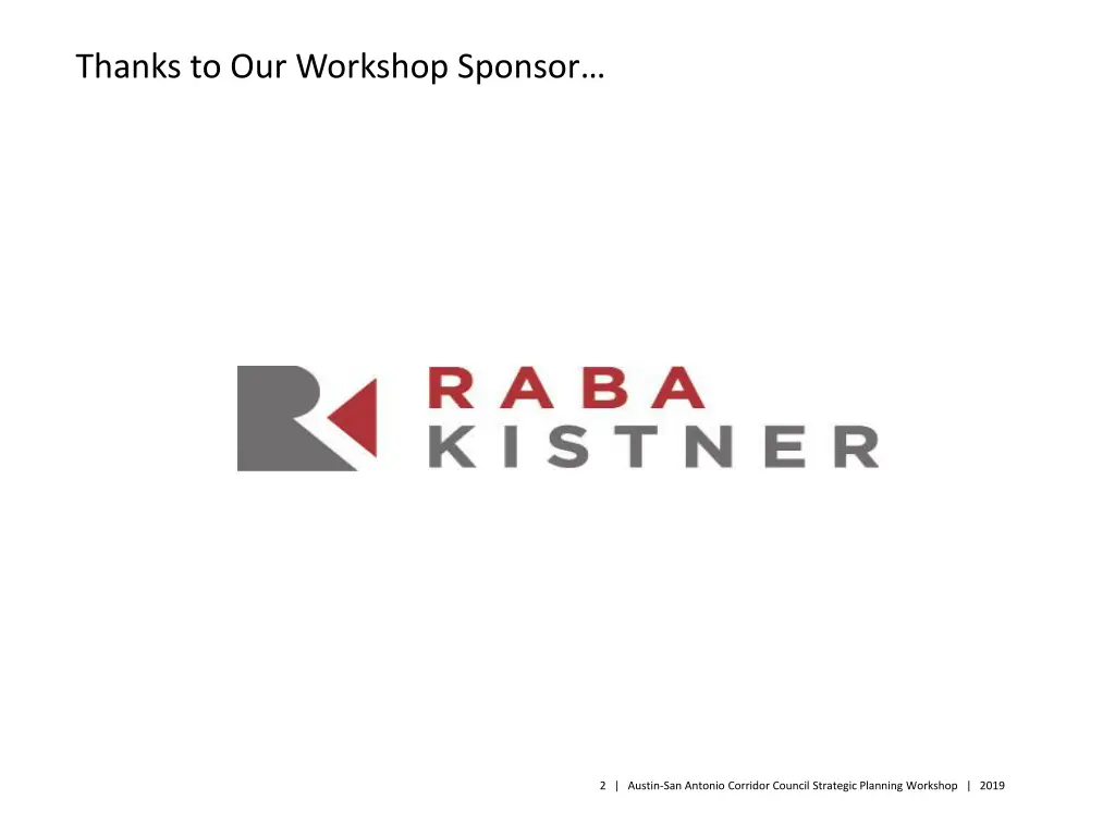 thanks to our workshop sponsor
