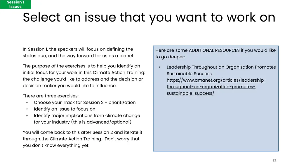 session 1 issues