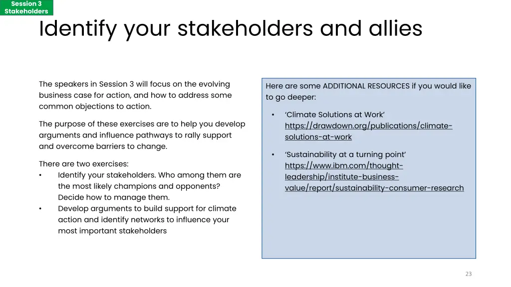 session 3 stakeholders