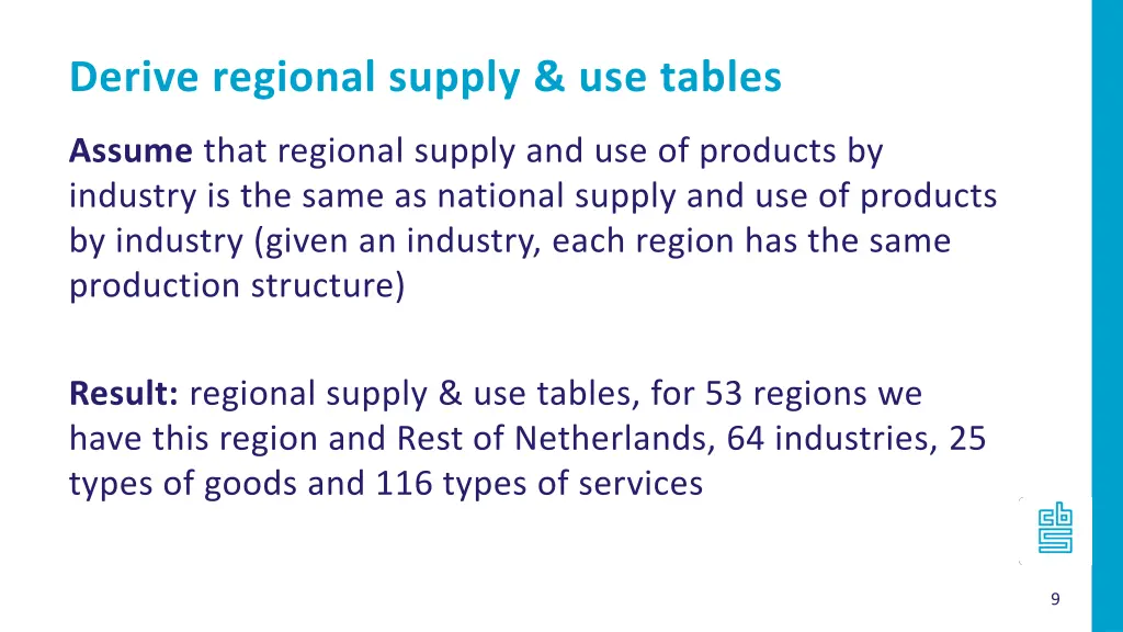 derive regional supply use tables