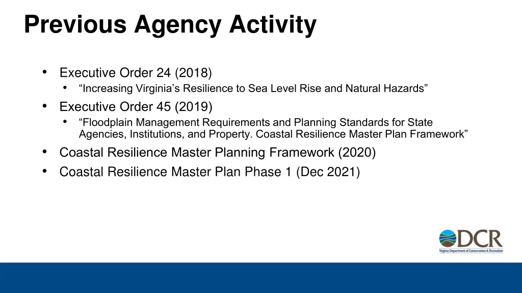 previous agency activity
