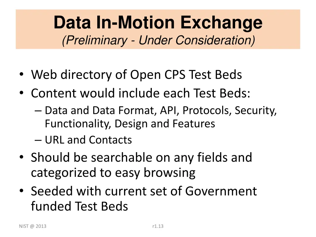 data in motion exchange preliminary under