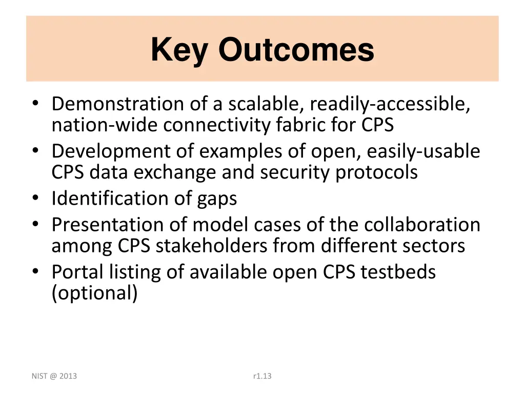 key outcomes