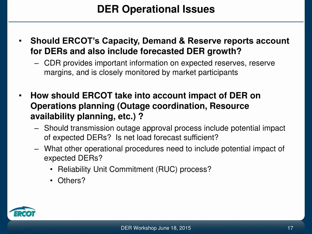 der operational issues 1