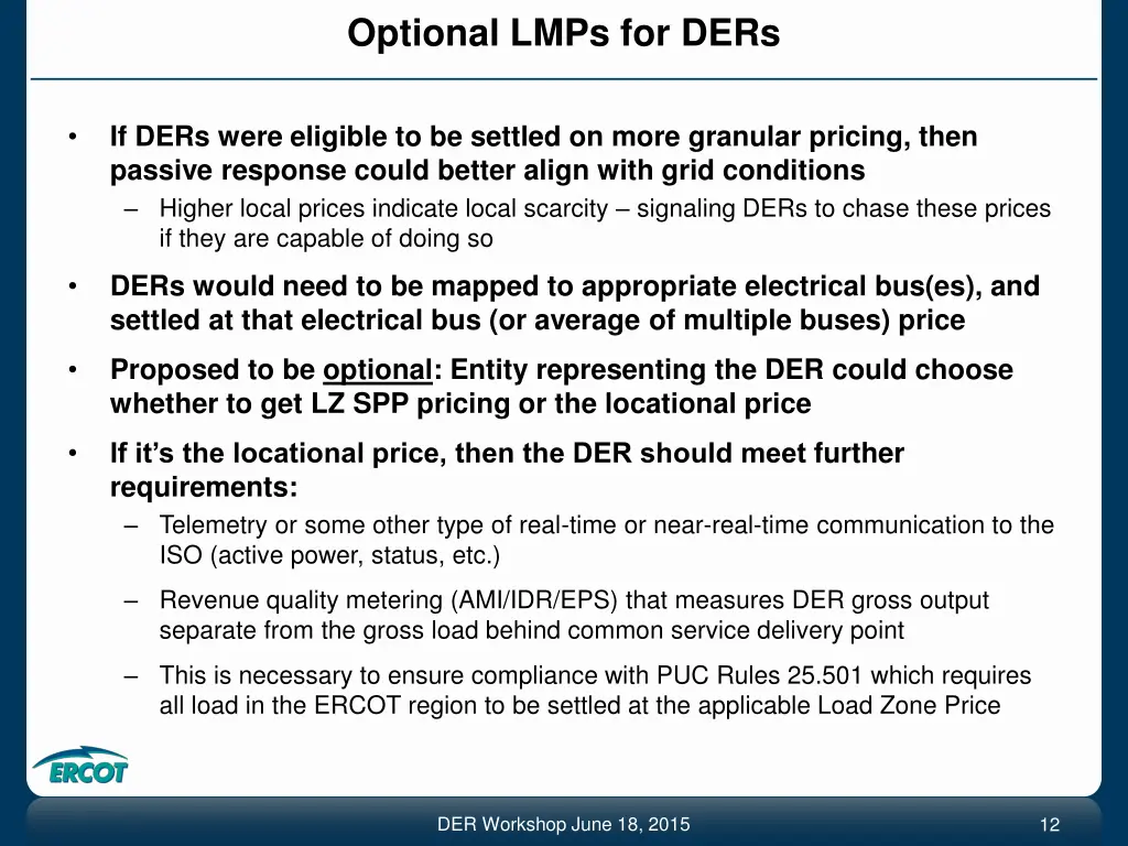 optional lmps for ders