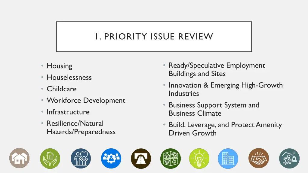 1 priority issue review