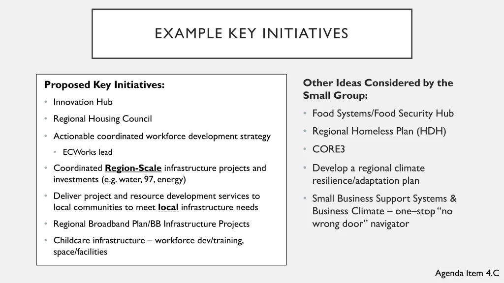 example key initiatives