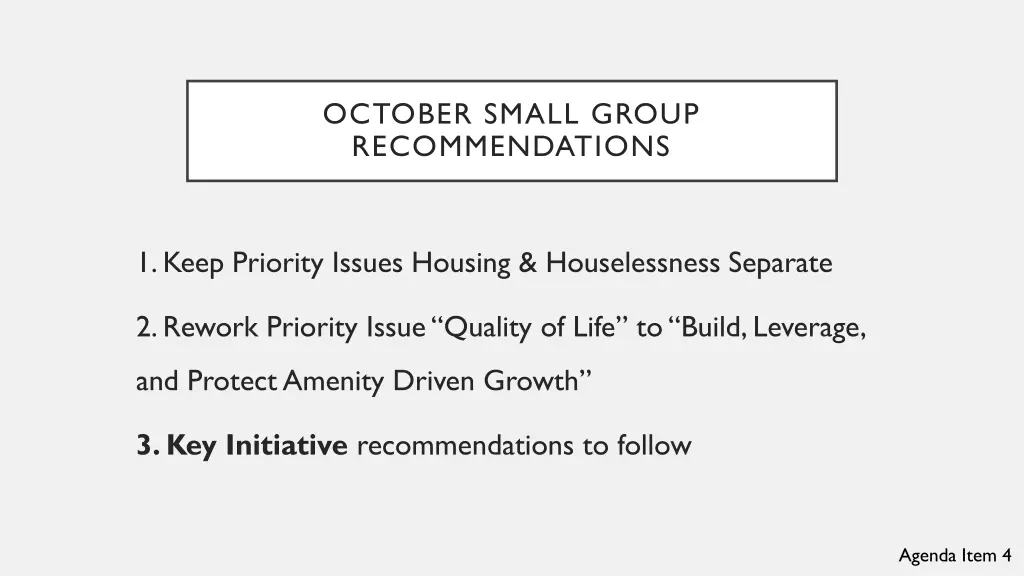 october small group recommendations