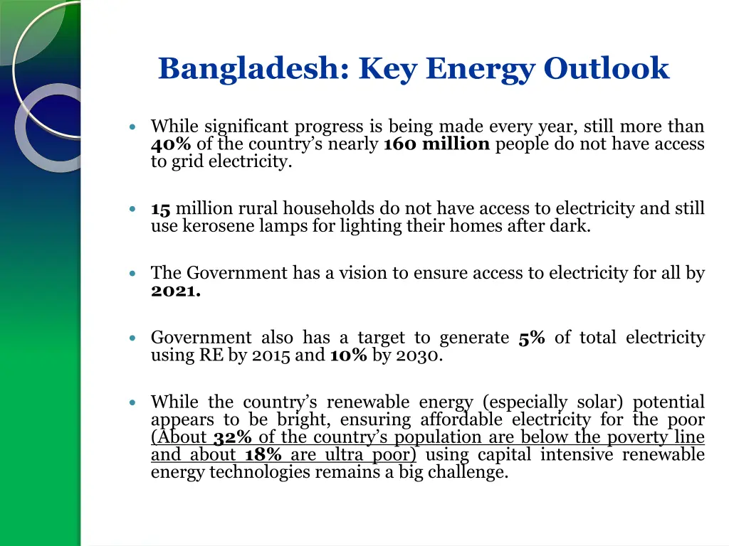 bangladesh key energy outlook