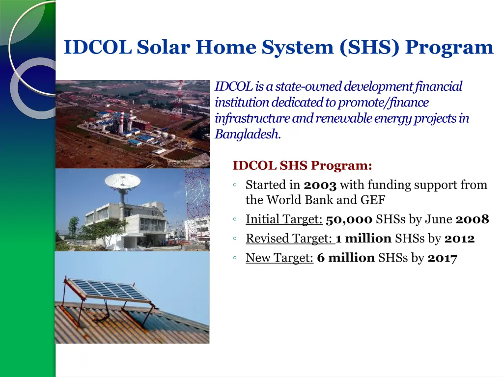 idcol solar home system shs program