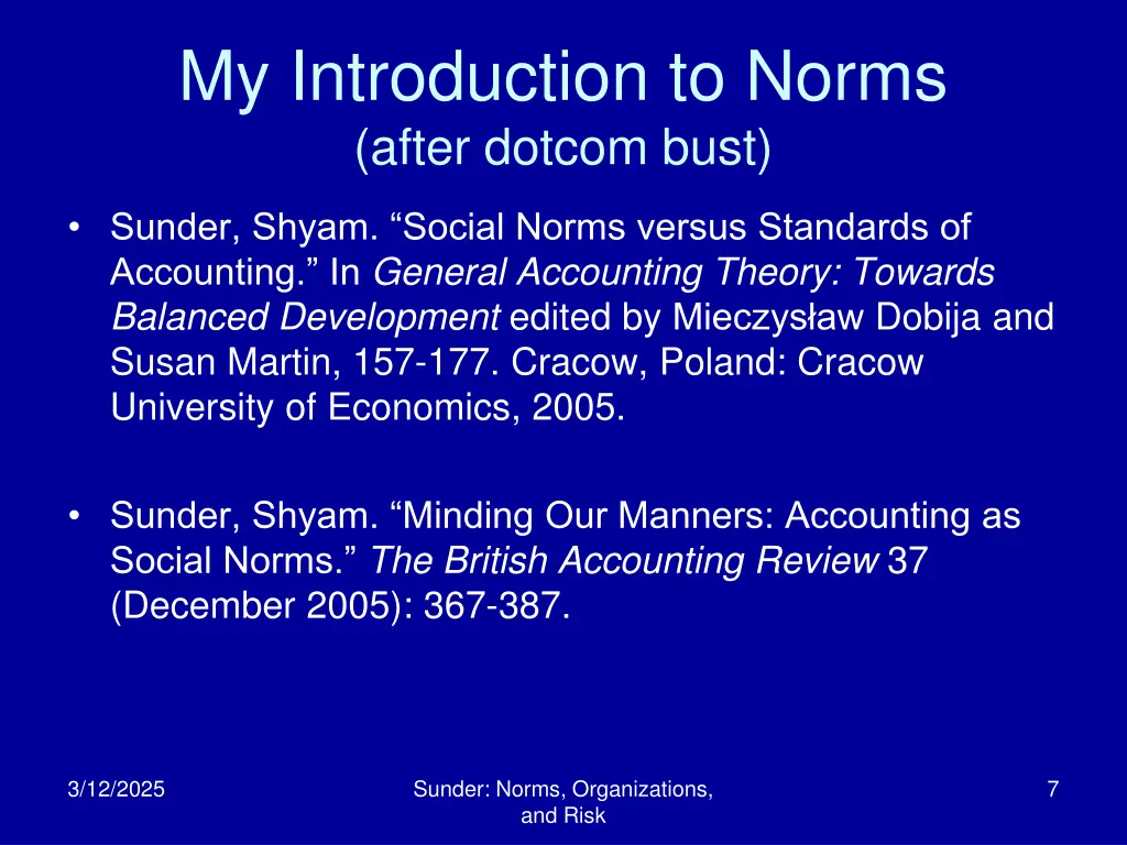 my introduction to norms after dotcom bust
