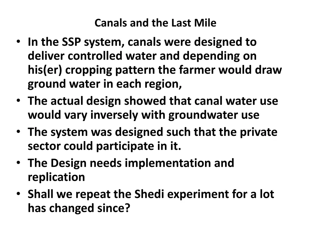 canals and the last mile