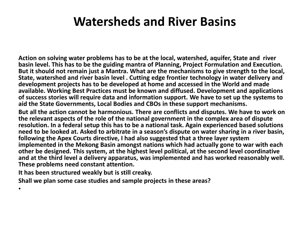 watersheds and river basins