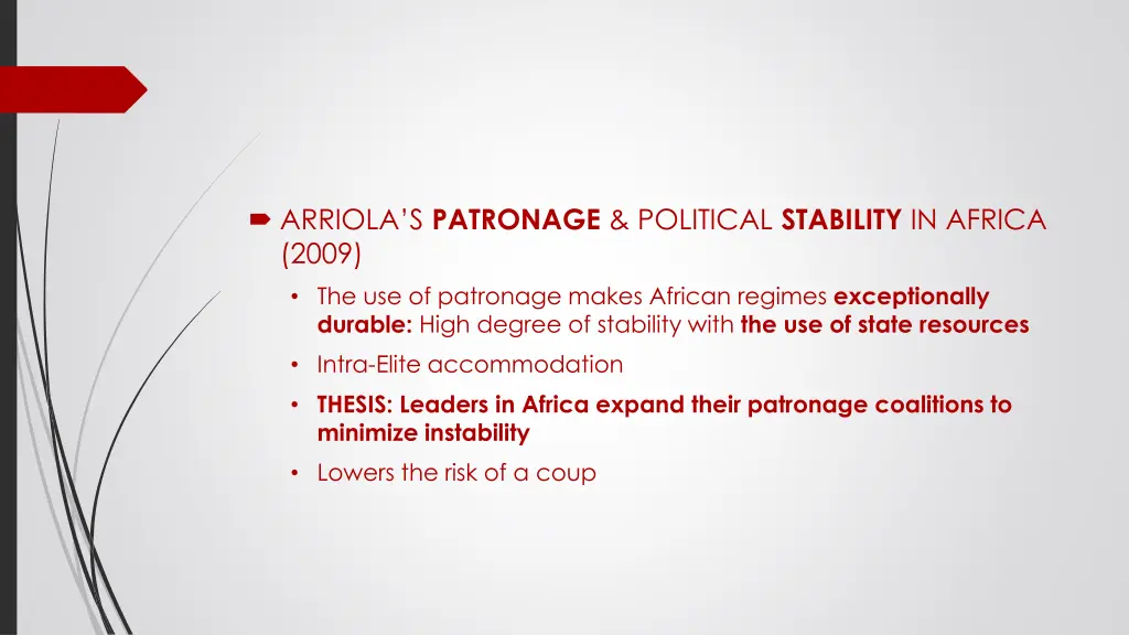 arriola s patronage political stability in africa
