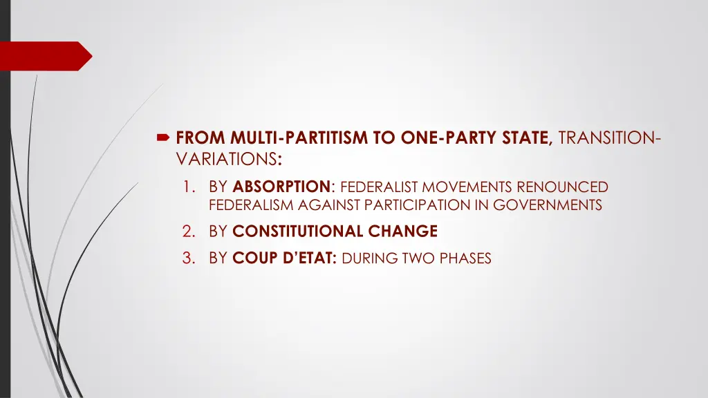 from multi partitism to one party state