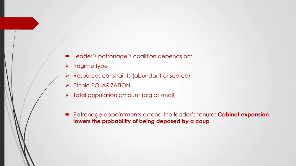 leader s patronage s coalition depends on