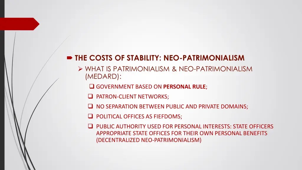the costs of stability neo patrimonialism what