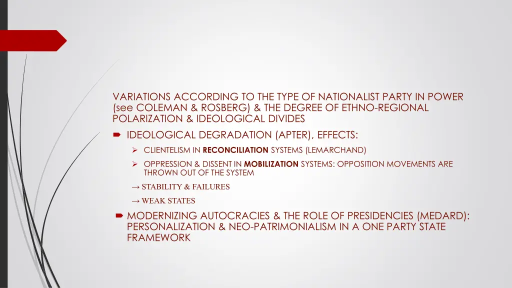 variations according to the type of nationalist