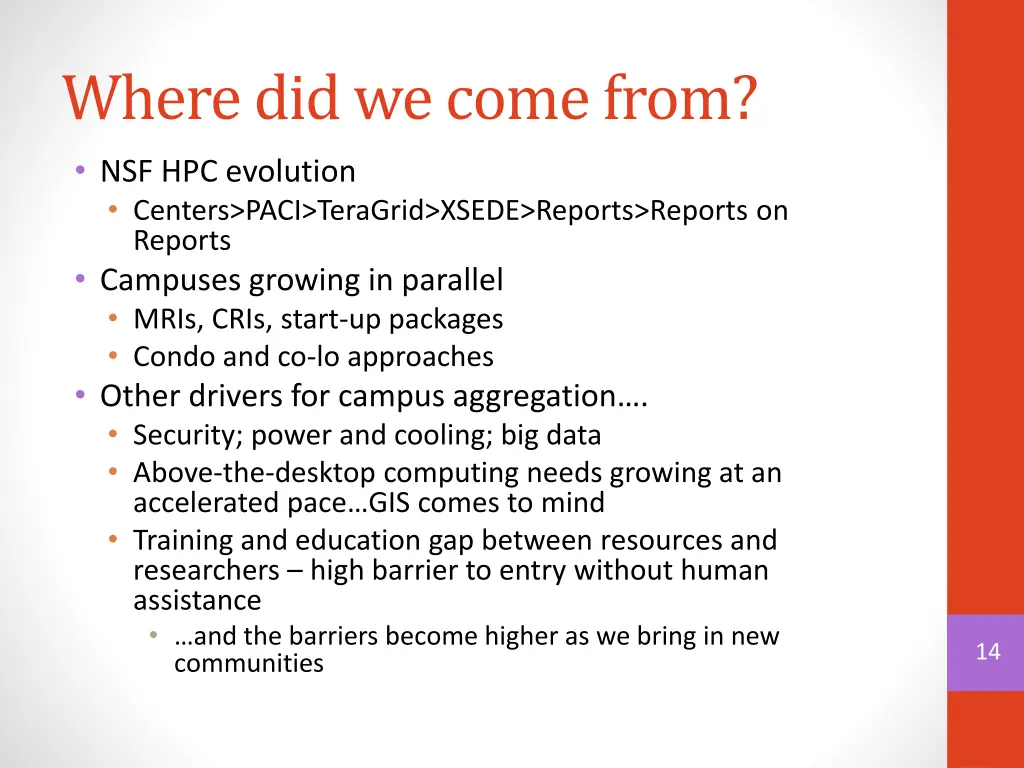 where did we come from nsf hpc evolution centers