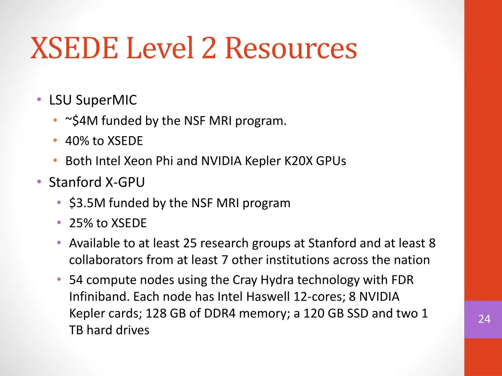 xsede level 2 resources
