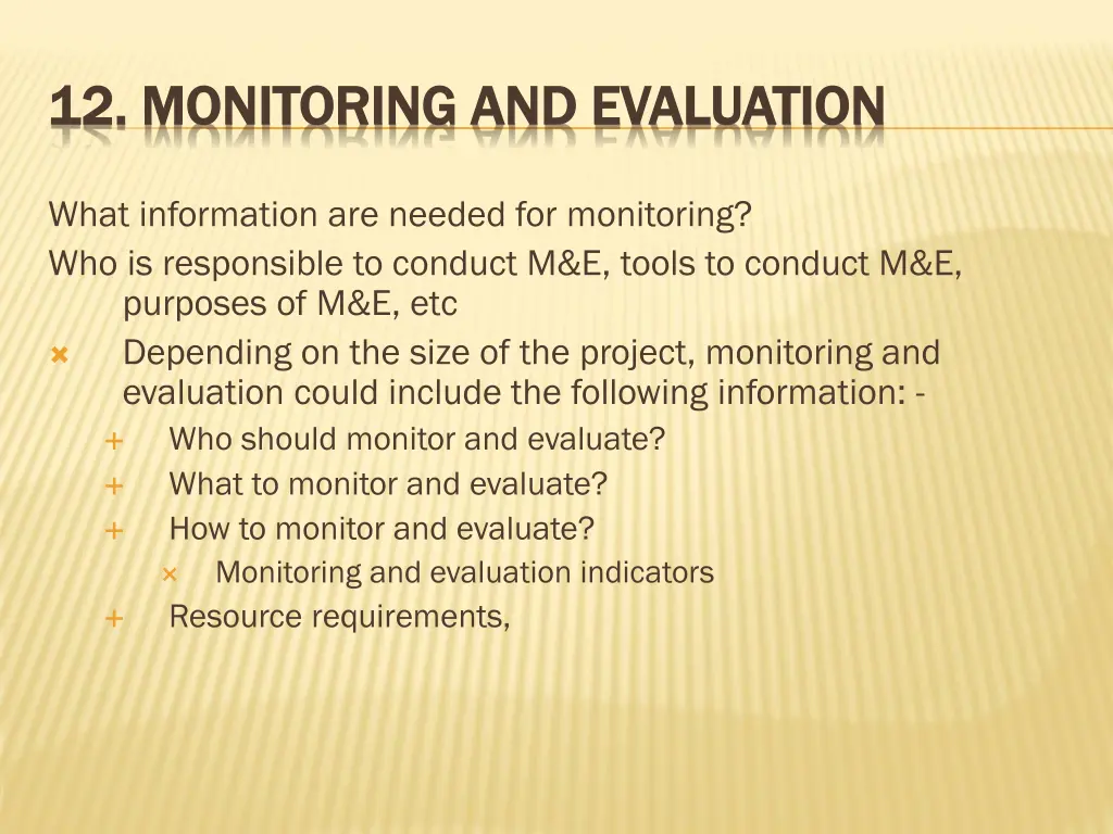 12 monitoring and evaluation 12 monitoring