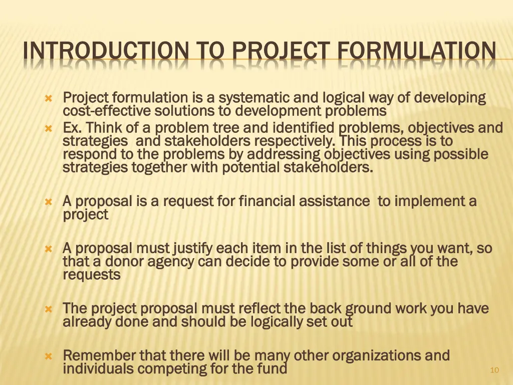 introduction to project formulation