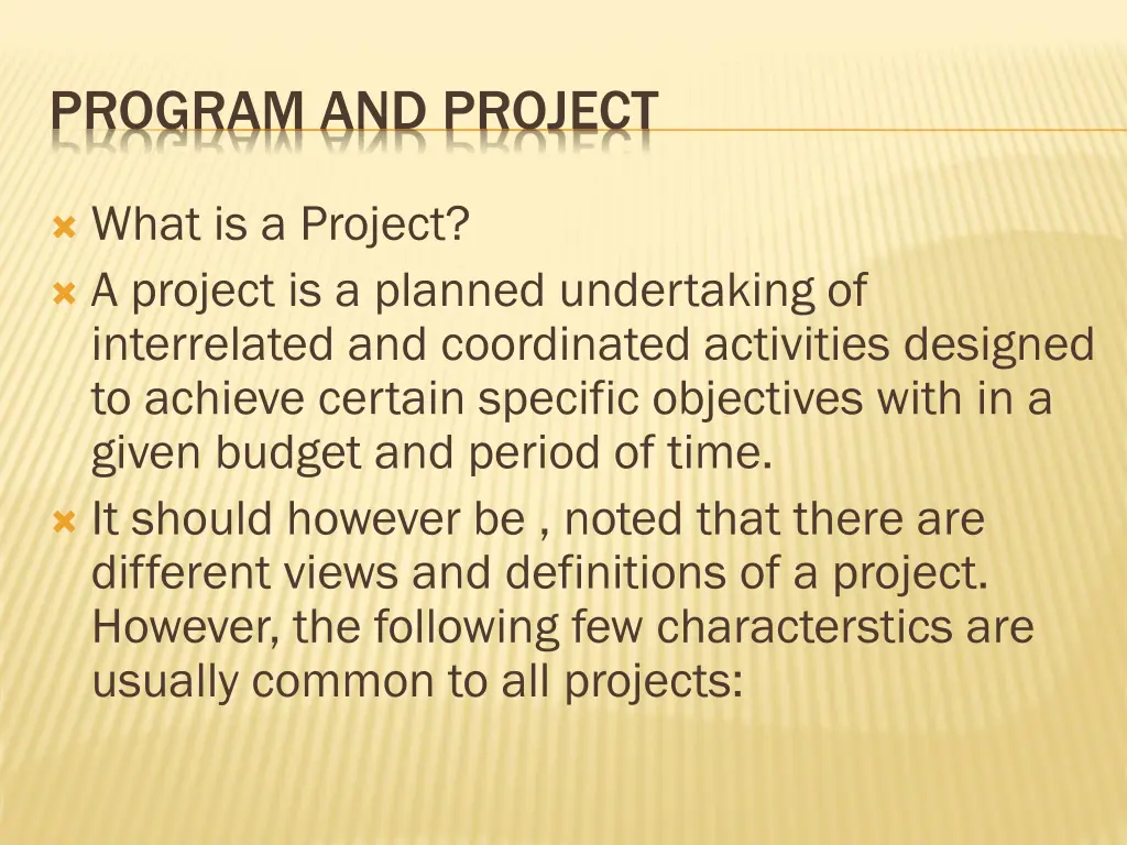 program and project