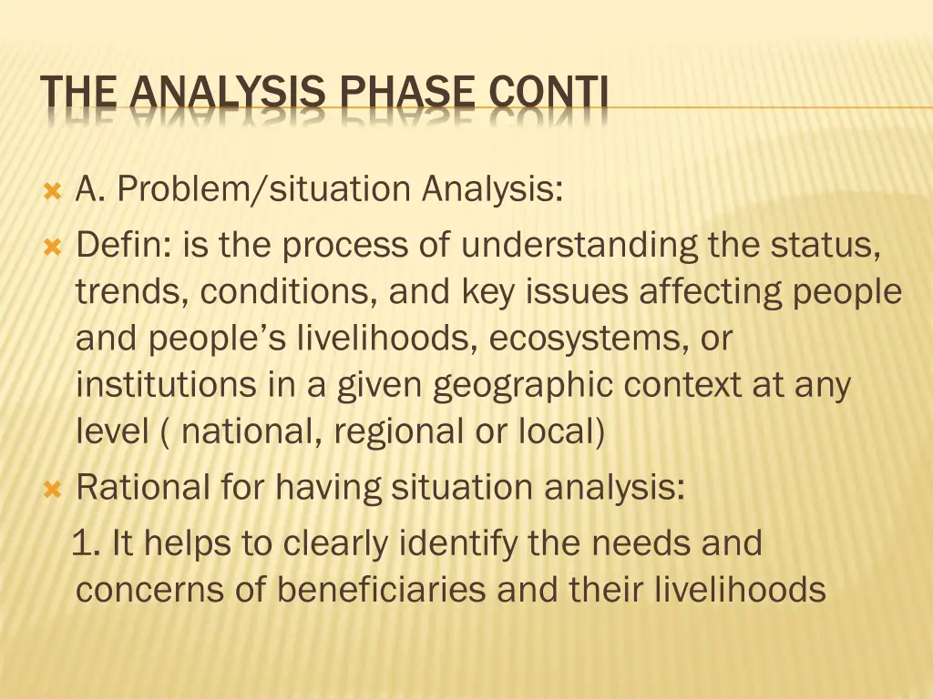 the analysis phase conti