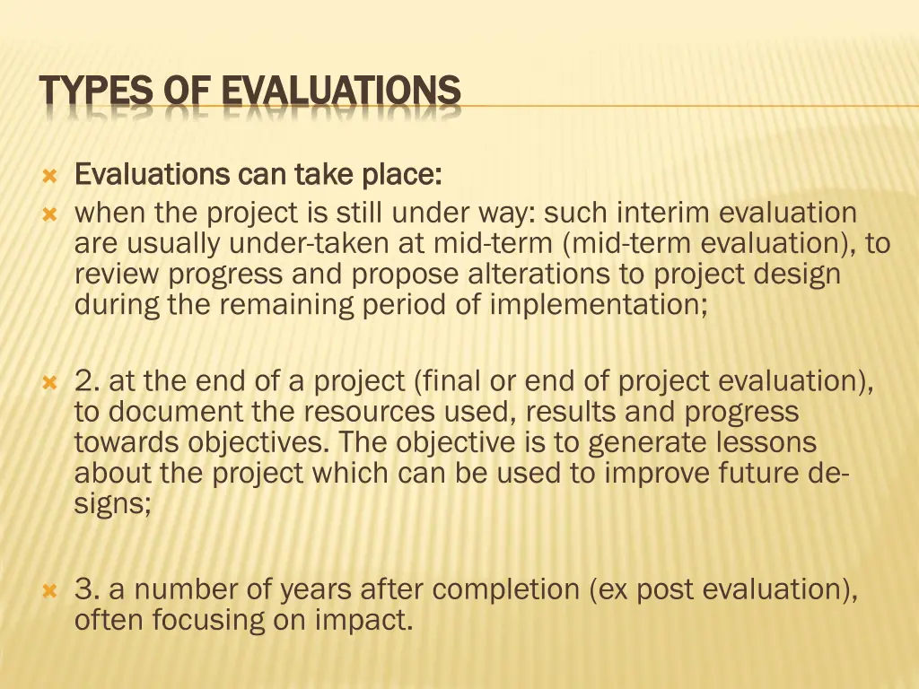 types of evaluations types of evaluations