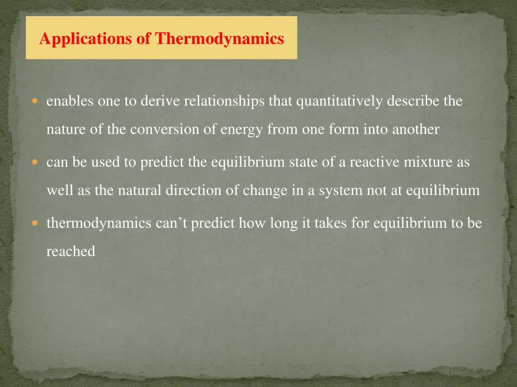 applications of thermodynamics