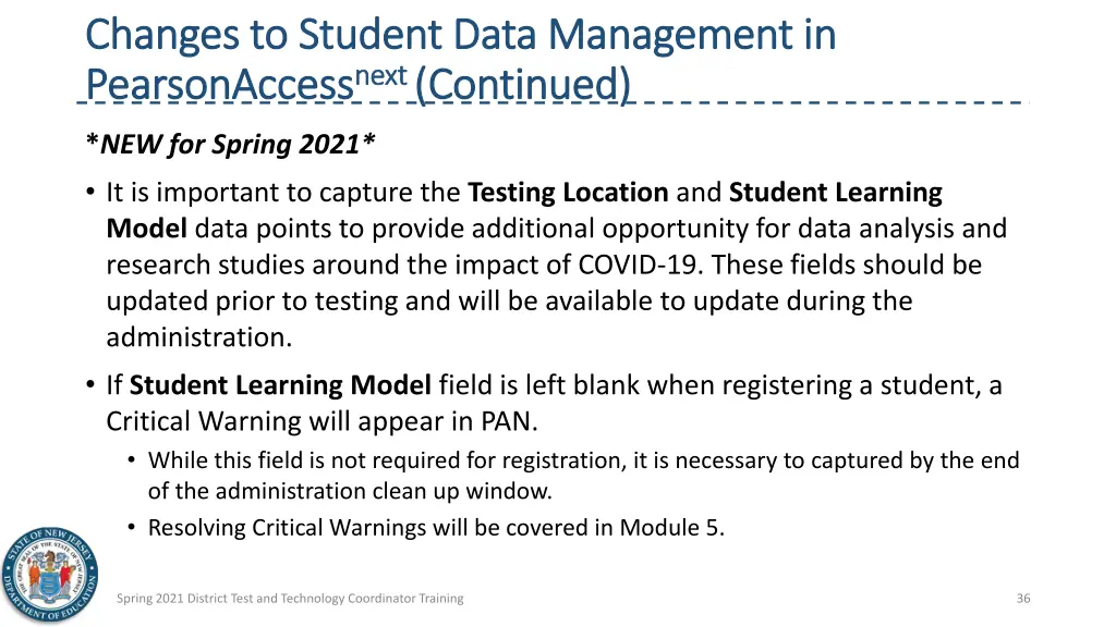 changes to student data management in changes 1