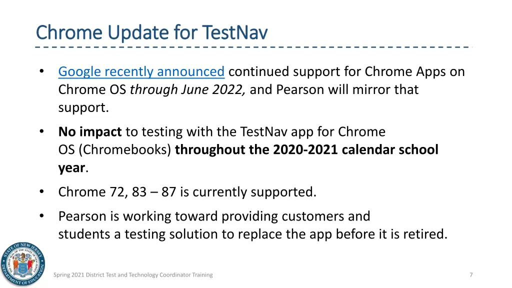 chrome update for testnav chrome update
