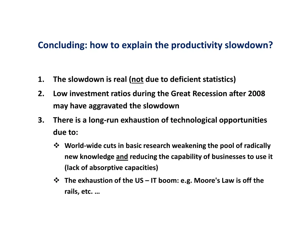 concluding how to explain the productivity