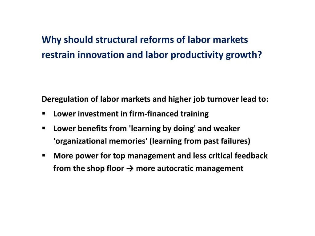 why should structural reforms of labor markets