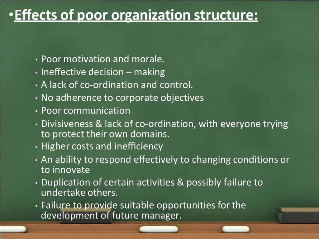 effects of poor organization structure