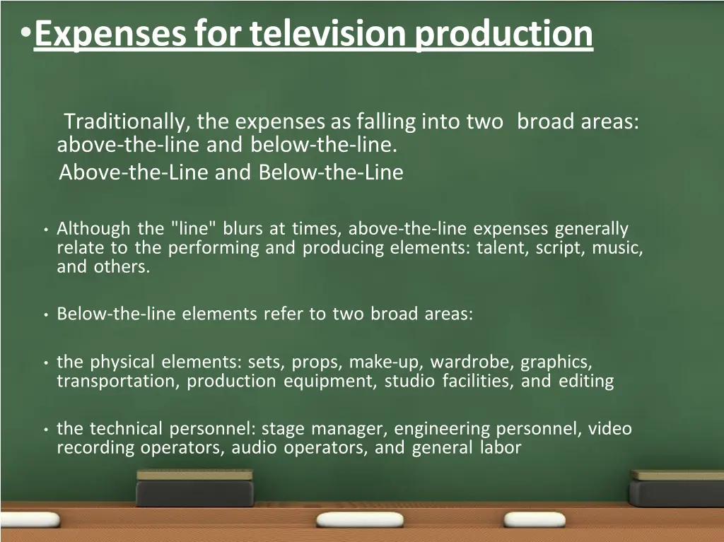 expenses for television production