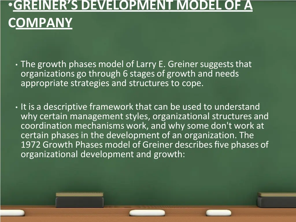 greiner s development model of a company