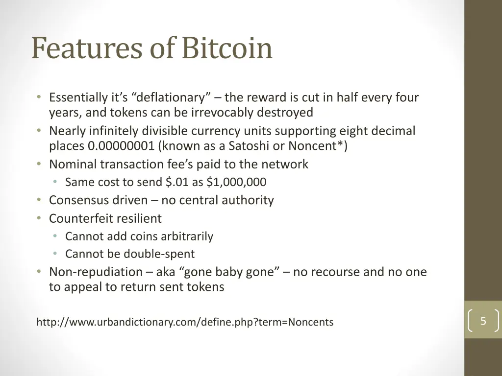 features of bitcoin