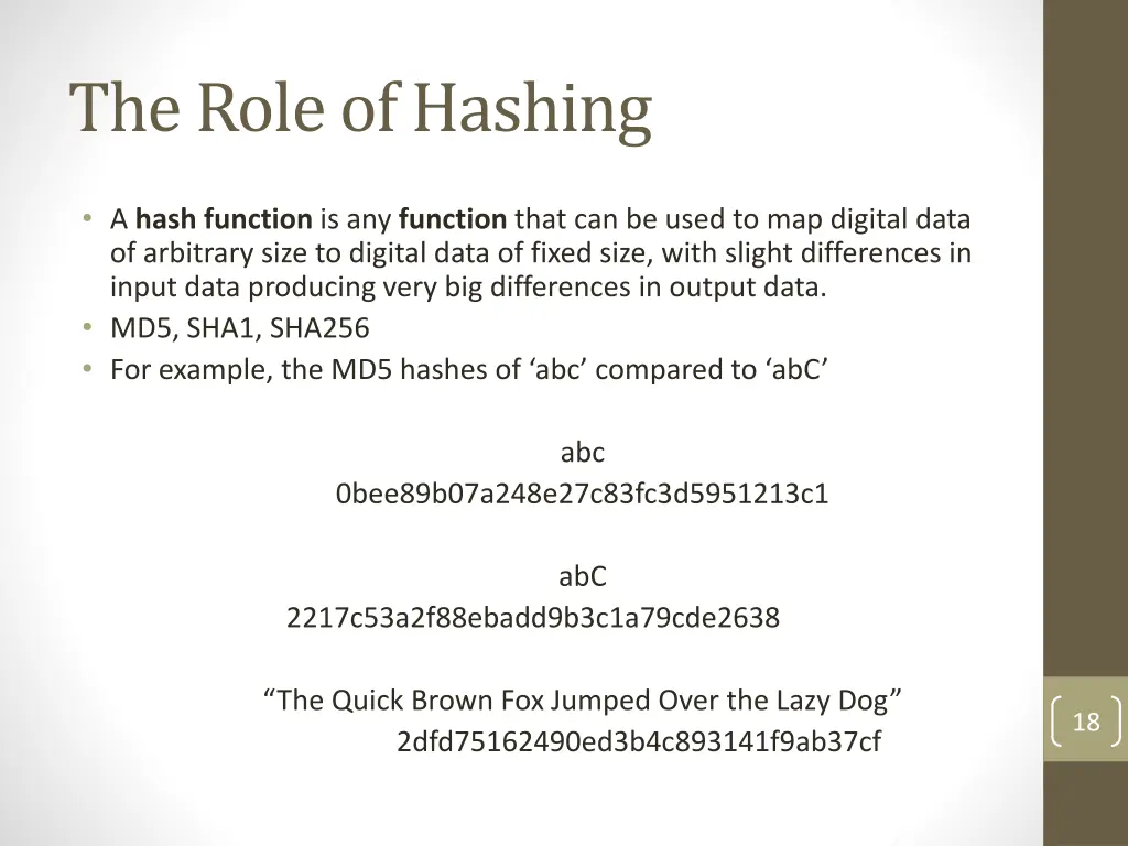 the role of hashing