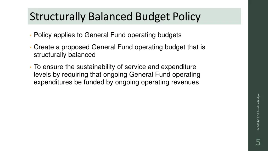 structurally balanced budget policy