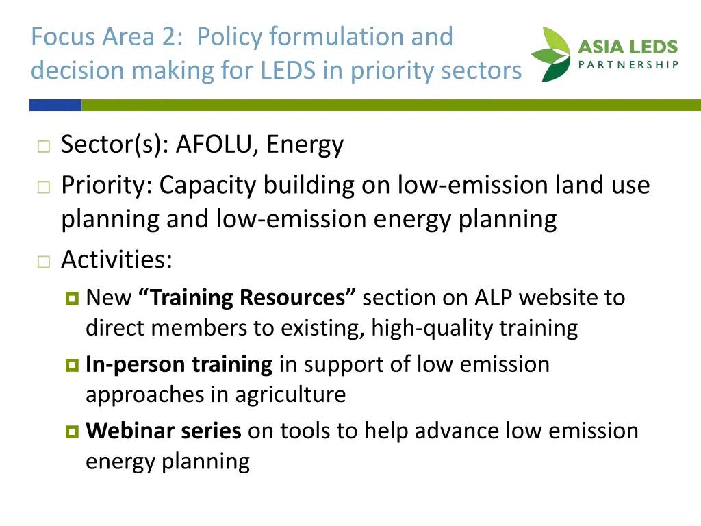 focus area 2 policy formulation and decision