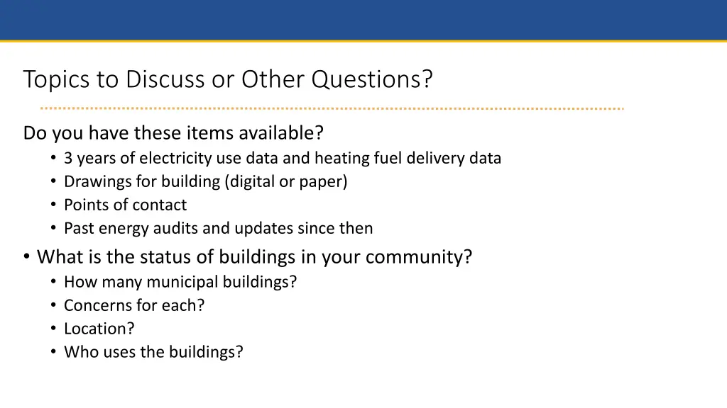 topics to discuss or other questions