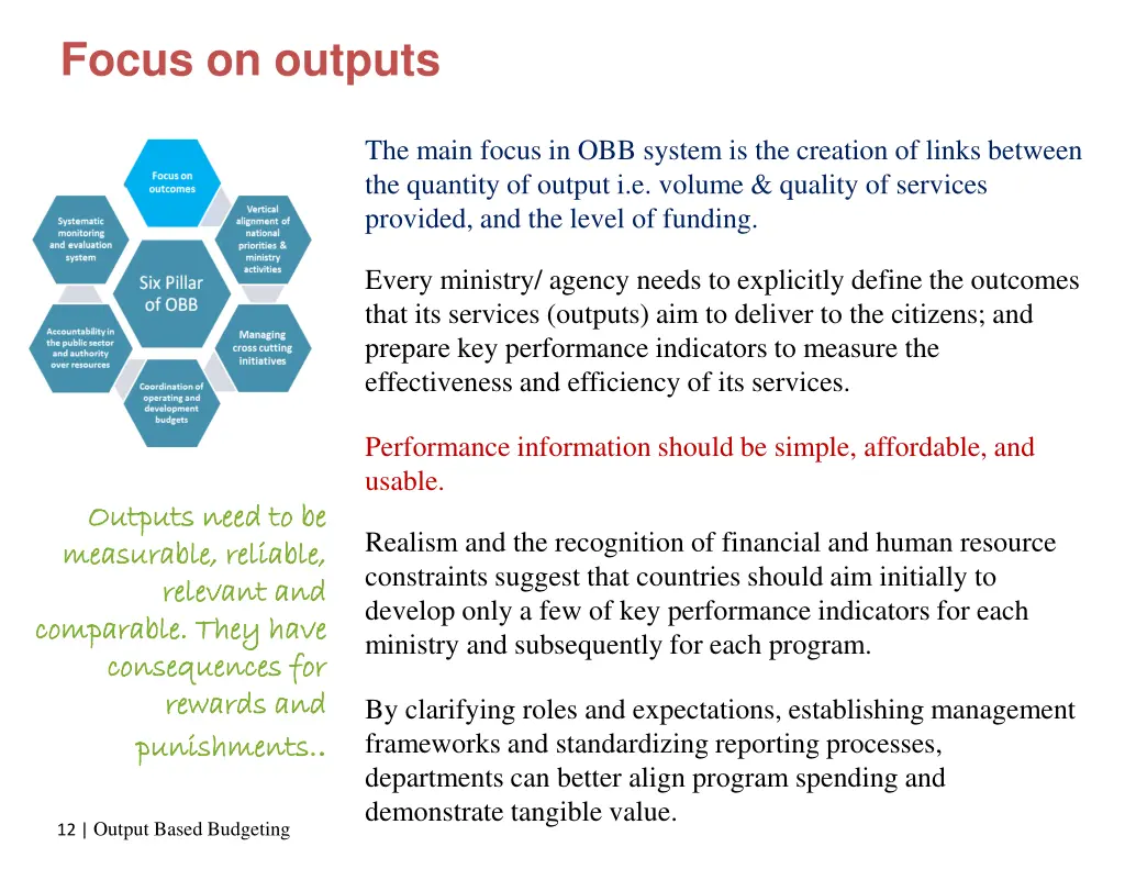 focus on outputs