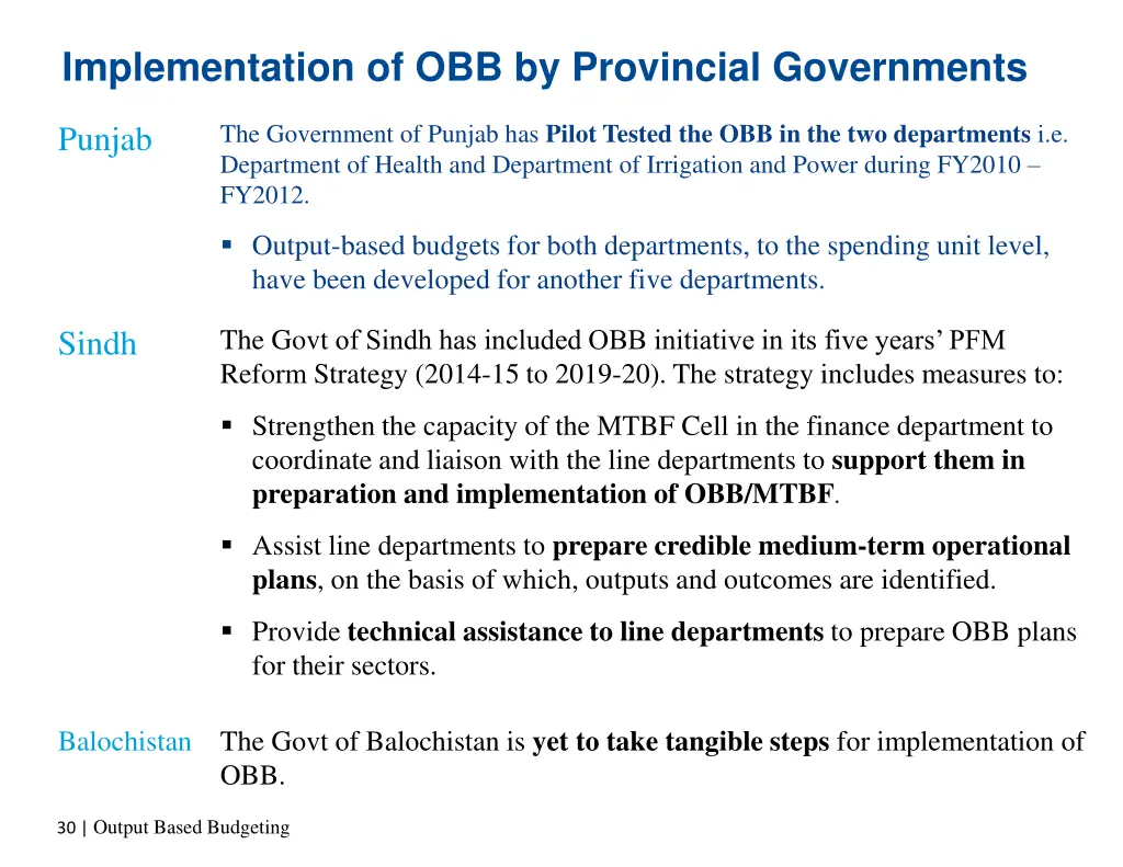 implementation of obb by provincial governments 1
