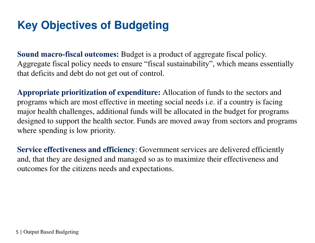 key objectives of budgeting