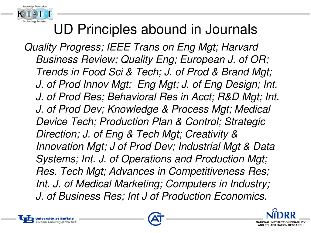 ud principles abound in journals quality progress