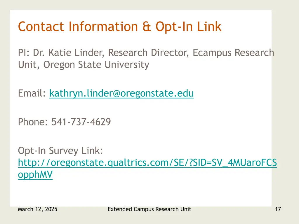 contact information opt in link