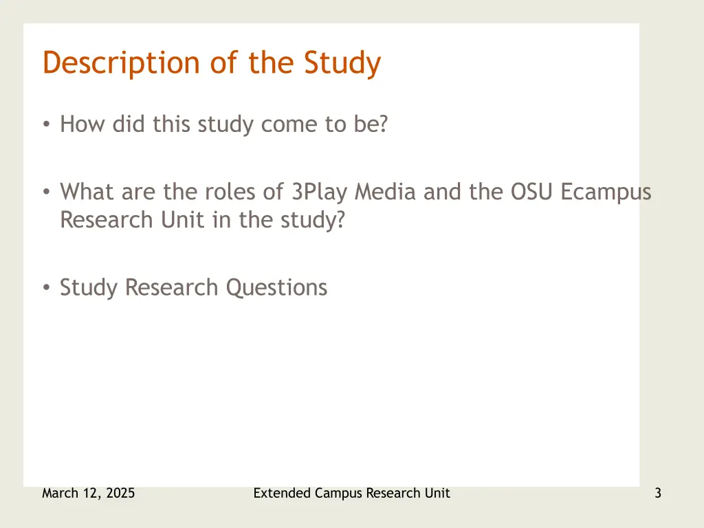 description of the study
