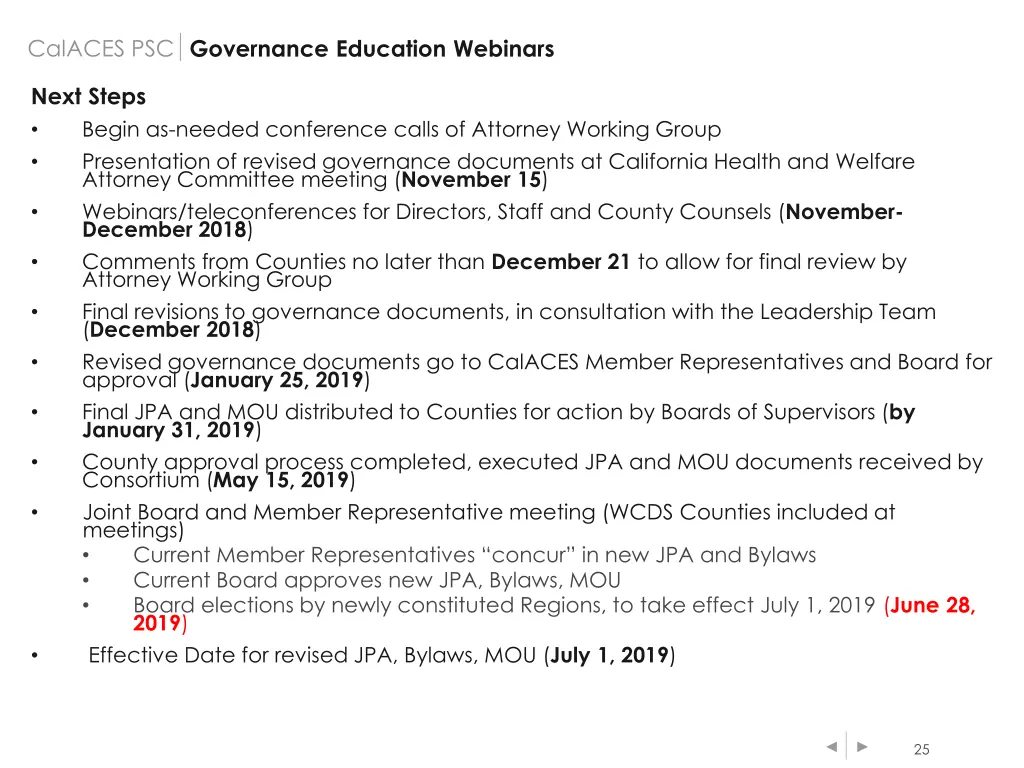calaces psc governance education webinars