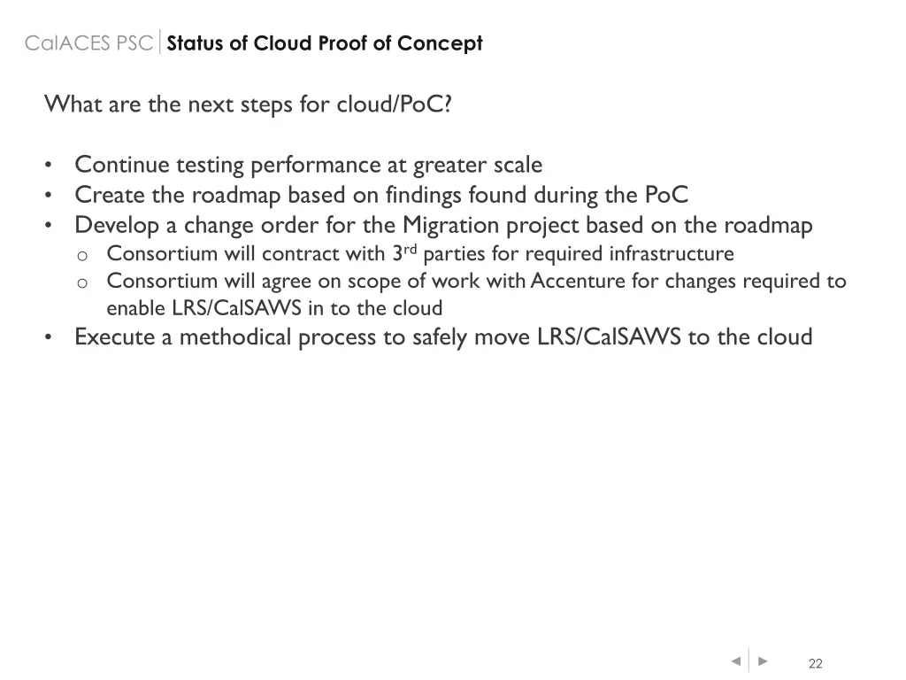 calaces psc status of cloud proof of concept 2